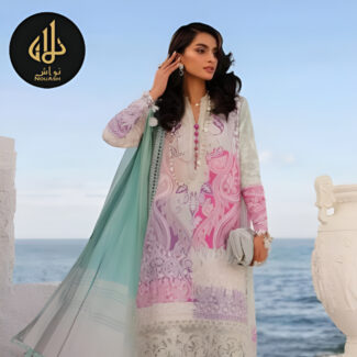 GREEN PRINTED 3PC UNSTITCHED LAWN WITH CHIFFON DUPATTA