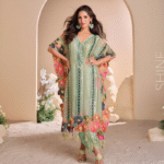 SAGE GREEN 2PC STITCHED VISCOSE KAFTAN (FREE SIZE)