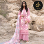 PINK 3PC STITCHED COTTON WITH COTTON DUPATTA