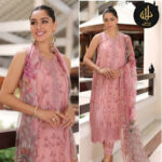 PINK 3PC UNSTITCHED LAWN WITH SILK DUPATTA