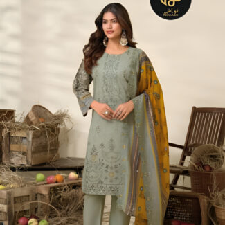 PLAIN 3PC UNSTITCHED COTTON WITH COTTON DUPATTA