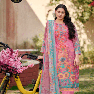 3PC UNSTITCHED COTTON WITH COTTON DUPATTA