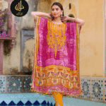 YELLOW-ROSE COMBO 2PC STITCHED KAFTAN (CREPE)