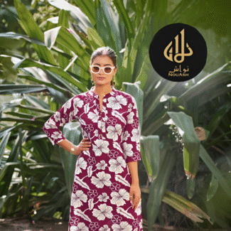 MAROON 2PC RAYON CO ORD SET PRINTED (LARGE)